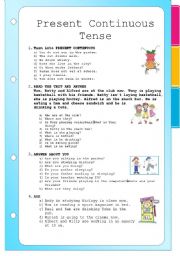 English Worksheet: PRESENT CONTINUOUS TENSE