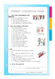 English Worksheet: PRESENT CONTINUOUS TENSE