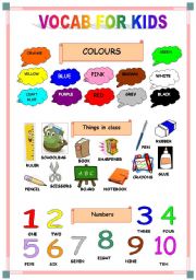 English Worksheet: VOCAB FOR KIDS