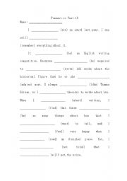 English worksheet: Mixed Tenses (Present and Past) Exercise