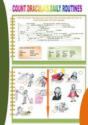 English Worksheet: COUNT DRACULAS DAILY ROUTINES