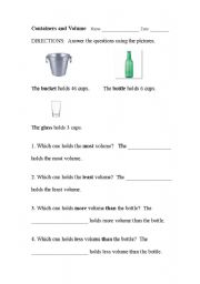 English Worksheet: Containers and Volume