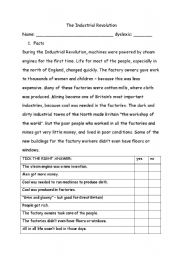 English Worksheet: Test about Industrial Revolution