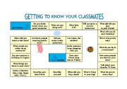 English Worksheet: GETTING TO KNOW YOUR CLASSMATES