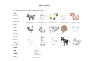 English worksheet: Farm animals