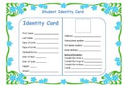 English Worksheet: Student Identity Card