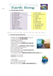 English Worksheet: Earth Song by Michael Jackson