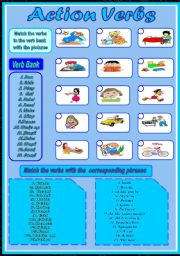 English Worksheet: Action verbs