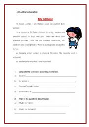 English Worksheet: My school