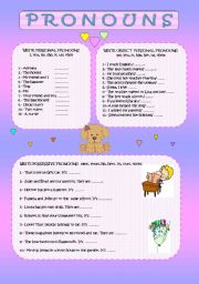 English Worksheet: PRONOUNS