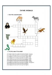 English worksheet: zafari animals