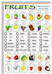 English Worksheet: FRUITS