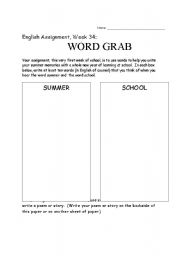 English Worksheet: Word Building--Summer/School