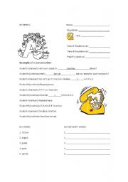 English Worksheet: telephone conversation about alphabet