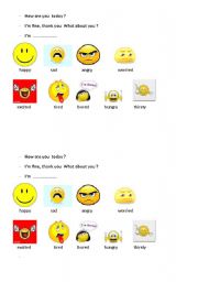 English Worksheet: How are you ? Smileys