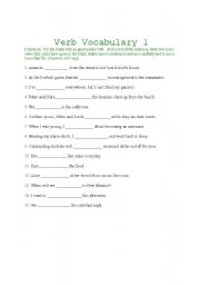 English Worksheet: Verb Vocabulary 1