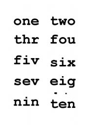 English Worksheet: number word picture numeral matching cards