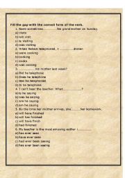 English worksheet: tenses