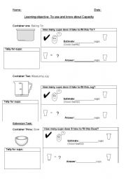 English worksheet: Capacity 