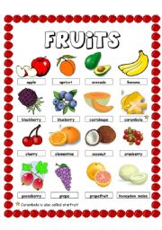 English Worksheet: fruits pictionary 1 of 2