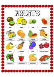 English Worksheet: fruits pictionary 2 of 2
