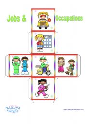 English Worksheet: Jobs and Occupations - 3 different dice  (2 of 2)