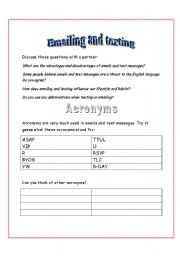 English Worksheet: Email and Text Language