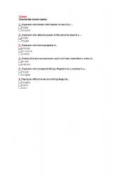 English worksheet: Crime Vocabulary Test