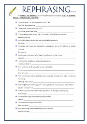 English Worksheet: REPHRASING