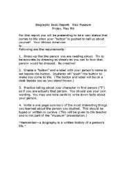 English Worksheet: Biography