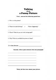 English worksheet: Guidelines for Talking about a (Funny) Picture