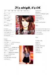 English Worksheet: Its alright, its OK by Ashley Tisdale
