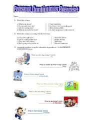 English Worksheet: Present Continuous 