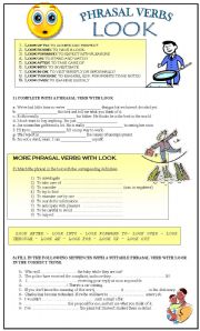 English Worksheet: PHRASAL VERBS: LOOK