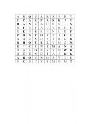 English worksheet: crossword for places in town