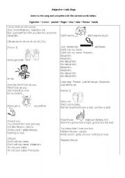 English Worksheet: Song Alejandro - Lady Gaga