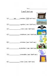 English Worksheet: See / Dont see