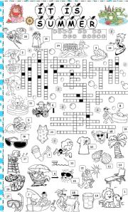 English Worksheet: summer crossword