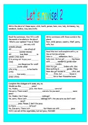 English Worksheet: LETS REVISE 2 PLURALS, ARTICLE, SOME ANY