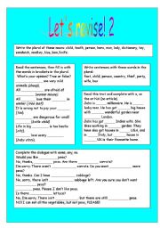 English worksheet: LETS REVISE 2 PLURALS, ARTICLE, SOME ANY