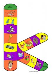 English Worksheet: New Alphabet Tracks: letter k in full color, black and white and blank.