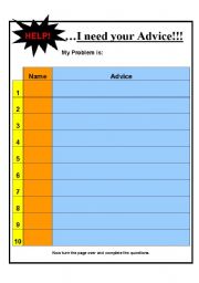 English Worksheet: Help - I need your advice