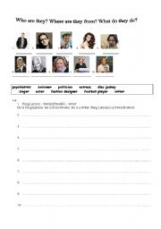 English Worksheet: Famous people from around the world