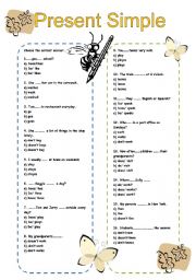 English Worksheet: Present Simple Multiple Choice