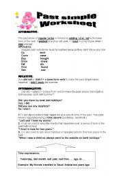 English Worksheet: worksheet past simple