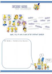 English Worksheet: Family members with The Simpsons