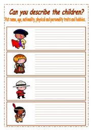 English Worksheet: Can you describe the children?