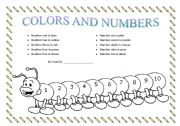 English Worksheet: Colors and Numbers