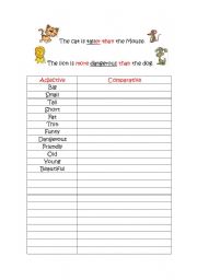 English Worksheet: COMPARATIVES 