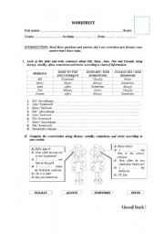 English Worksheet: ADVERBS OF  FRECUENCY